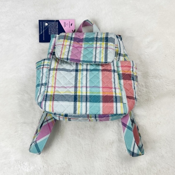 NWT Vera Bradley Pastel Plaid Quilted Mini Backpack - Picture 7 of 10